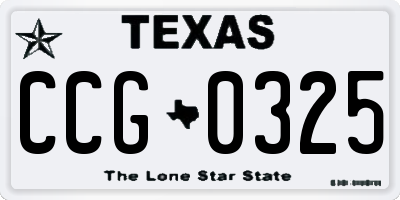 TX license plate CCG0325