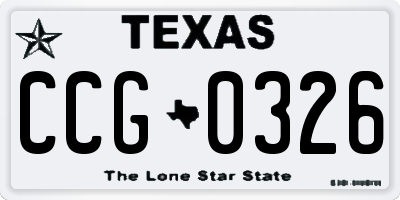 TX license plate CCG0326