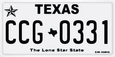 TX license plate CCG0331