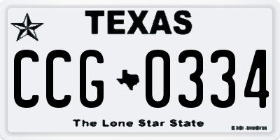 TX license plate CCG0334