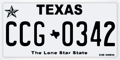 TX license plate CCG0342