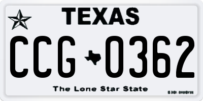 TX license plate CCG0362