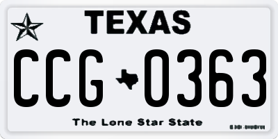 TX license plate CCG0363