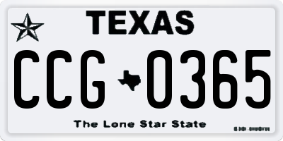 TX license plate CCG0365