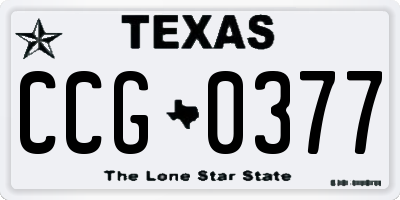 TX license plate CCG0377