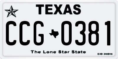 TX license plate CCG0381