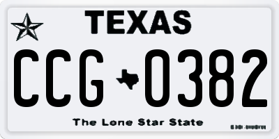 TX license plate CCG0382