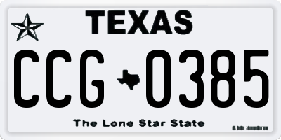 TX license plate CCG0385