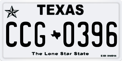 TX license plate CCG0396