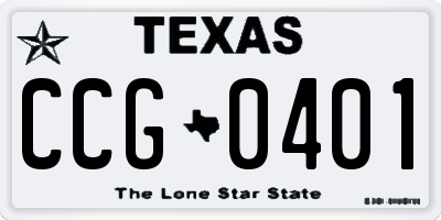 TX license plate CCG0401
