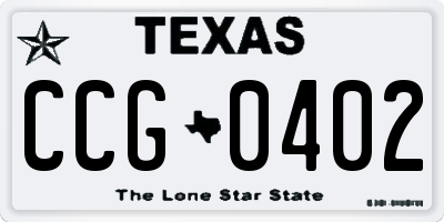 TX license plate CCG0402