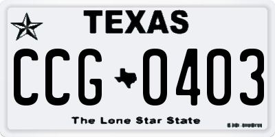 TX license plate CCG0403