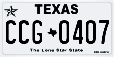 TX license plate CCG0407