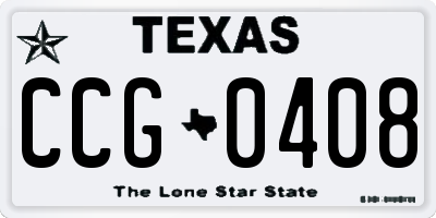 TX license plate CCG0408