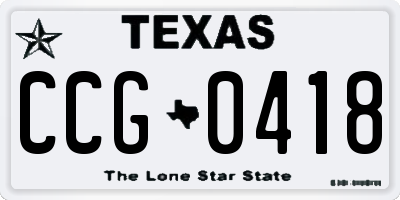 TX license plate CCG0418