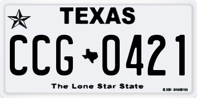 TX license plate CCG0421
