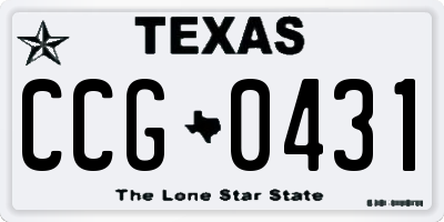 TX license plate CCG0431