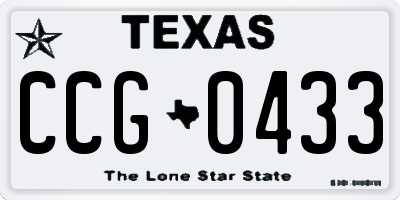TX license plate CCG0433