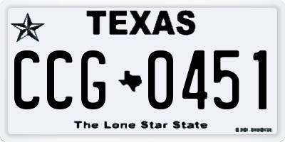 TX license plate CCG0451