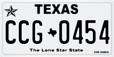 TX license plate CCG0454
