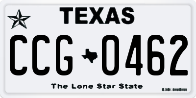 TX license plate CCG0462