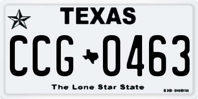 TX license plate CCG0463
