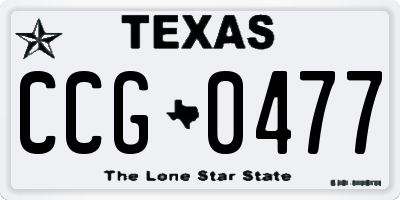 TX license plate CCG0477