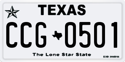 TX license plate CCG0501