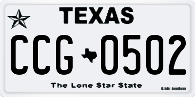 TX license plate CCG0502