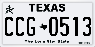 TX license plate CCG0513