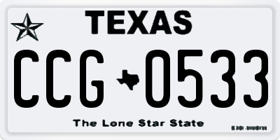 TX license plate CCG0533