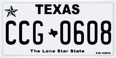 TX license plate CCG0608