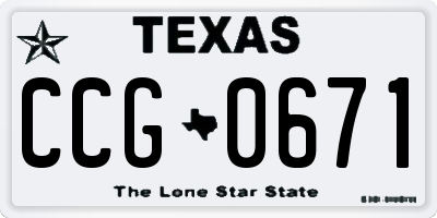 TX license plate CCG0671