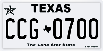 TX license plate CCG0700