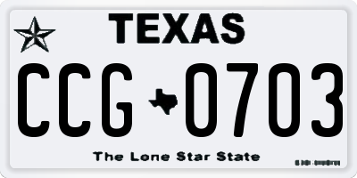 TX license plate CCG0703