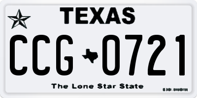 TX license plate CCG0721