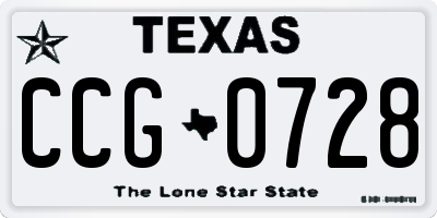 TX license plate CCG0728