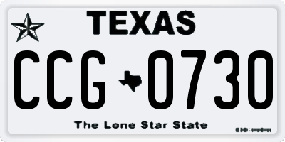 TX license plate CCG0730