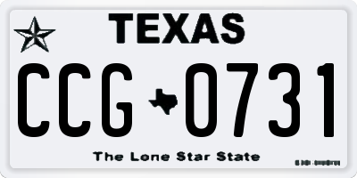 TX license plate CCG0731