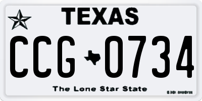 TX license plate CCG0734