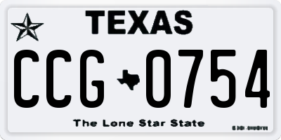 TX license plate CCG0754