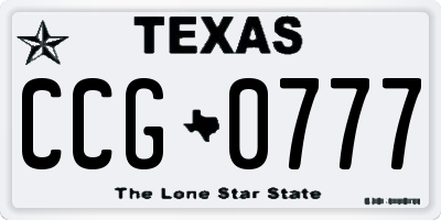 TX license plate CCG0777