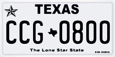 TX license plate CCG0800