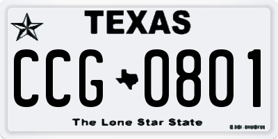 TX license plate CCG0801
