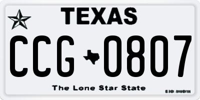 TX license plate CCG0807