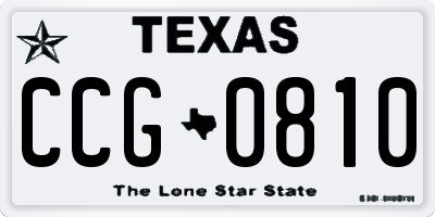 TX license plate CCG0810