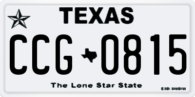 TX license plate CCG0815