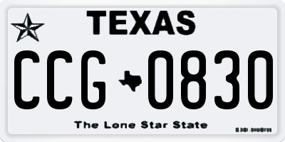 TX license plate CCG0830