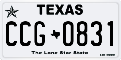 TX license plate CCG0831