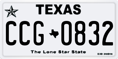 TX license plate CCG0832